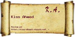 Kiss Ahmed névjegykártya