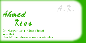 ahmed kiss business card